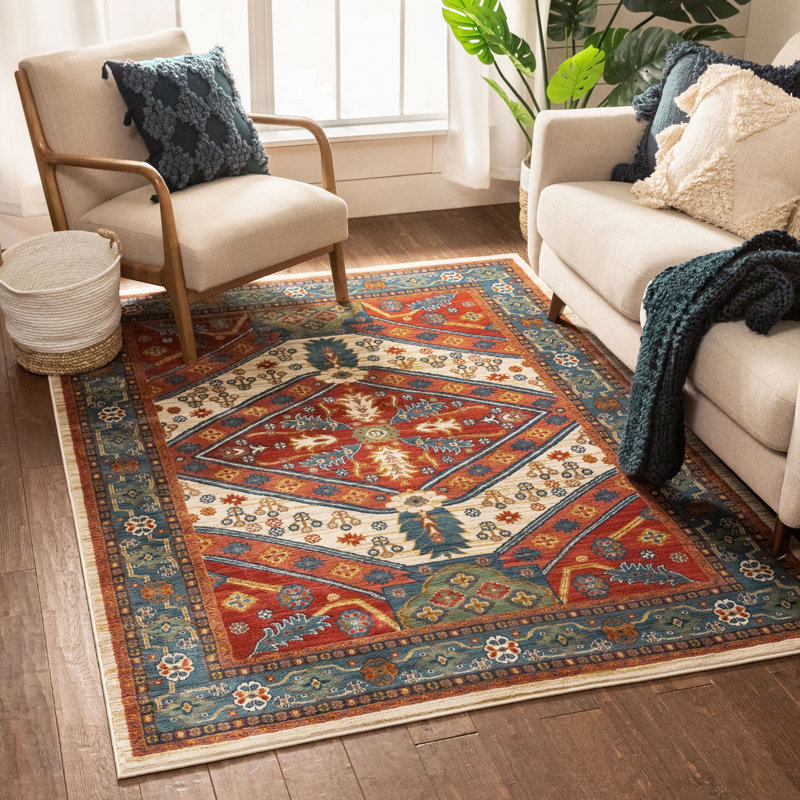 Well Woven Tulsa Musta Oriental Area Rug in Red/Blue & Reviews Wayfair